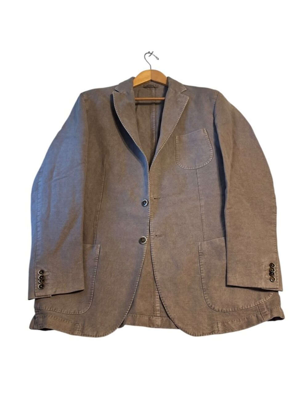 Boggi Milano Linen Cotton Jacket Ventilated Mesh Panel 44R Safari Utility Blazer
